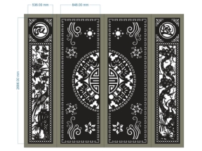 Thiết kế cắt cnc cổng 4 cánh tài lộc trống dơi