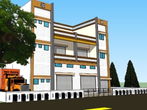 Thiết kế chung cư tòa nhà 3 tầng model sketchup mới nhất