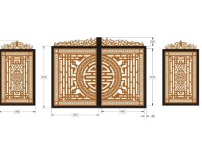 Thiết kế cnc cổng 2 cánh chính phụ chữ thọ cổng cho chùa