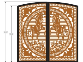 Thiết kế cnc cổng 2 cánh ngựa đẹp