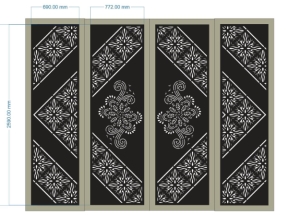 Thiết kế cnc cổng 4 cánh hoa văn
