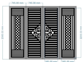 Thiết kế cnc cổng chữ phúc 4 cánh đơn giản