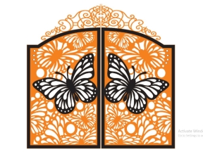 Thiết kế cổng 2 cánh họa tiết bướm đẹp