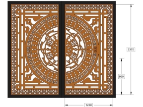 Thiết kế cổng 2 cánh trống đồng dơi cnc