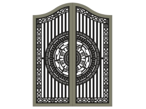 Thiết kế cổng 2 cánh trống đồng vòm cong cnc