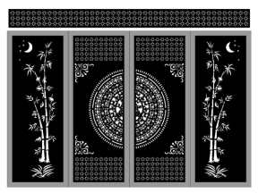 Thiết kế cổng 4 cánh cây trúc đẹp cnc