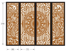 Thiết kế cổng 4 cánh tài lộc cnc dxf