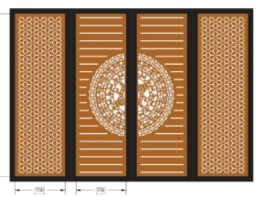 Thiết kế cổng 4 cánh trống đồng dxf cnc