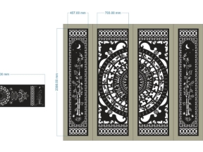 Thiết kế cổng 4 cánh trống đồng và hàng rào cnc model dxf