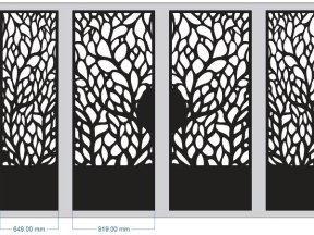 Thiết kế cổng cây 4 cánh cnc đẹp