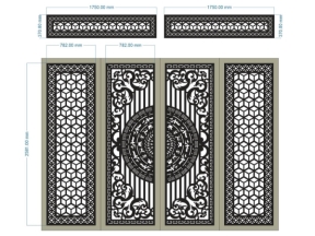 Thiết kế cổng cnc 4 cánh có ô thoáng siêu hot dxf
