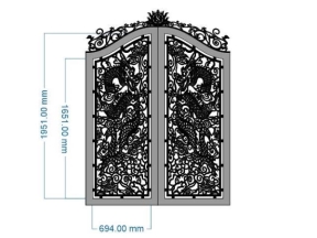 Thiết kế cổng con rồng 2 cánh cnc