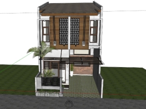 Thiết kế dựng model .skp nhà ở phố 2 tầng diện tích thiết kế 6x10m