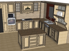 Thiết kế dựng model .skp thiết kế nội thất phòng bếp đẹp kiểu mới