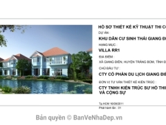 Thiết kế mẫu nhà nghỉ dưỡng Villa 13x15m khu biệt thự sinh thái Giang Điền gồm: kiến trúc, kết cấu, điện nước, dự án