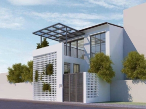 Thiết kế mẫu nhà phố lắp ghép sử dụng bê tông nhẹ sang trọng 5x10m