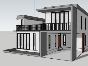 Thiết kế nhà 2 tầng 12x11m model sketchup việt nam
