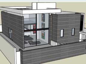 Thiết kế nhà 2 tầng 13x14m model sketchup