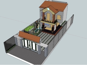 Thiết kế nhà 2 tầng 7x8m model sketchup