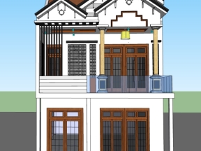 Thiết kế nhà 2 tầng 8x15m model sketchup