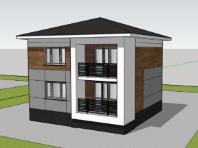 Thiết kế nhà 2 tầng 9x12m model sketchup