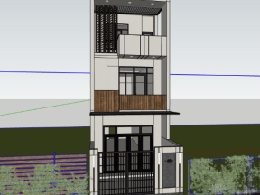 Thiết kế nhà 3 tầng dựng model sketchup  5x17m