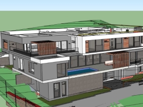 Thiết kế nhà biệt thự 3 tầng đẹp model sketchup 