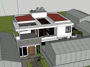 Thiết kế nhà biệt thự hiện đại dựng model su 17x13m