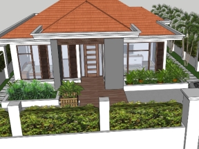Thiết kế nhà biệt thự nhà vườn đẹp  trệt model sketchup việt nam