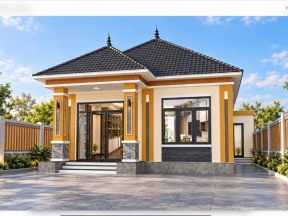 Thiết kế nhà cấp 4 mái Nhật 8.5x11.5m (3 ngủ) – Full kiến trúc, kết cấu, điện nước + SketchUp