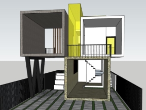 Thiết kế nhà container 2 tầng model sketchup