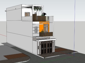 Thiết kế nhà ở phố 3 tầng diện tích xây dựng 4.8x20m