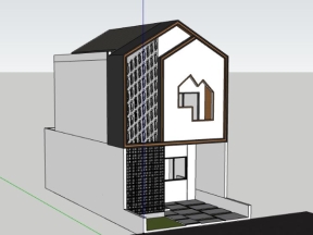 Thiết kế nhà phố 2 tầng 6x14m dựng model sketchup