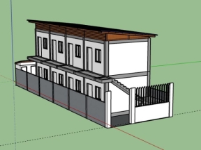 Thiết kế nhà phố 2 tầng 6x18m dựng model sketchup đẹp