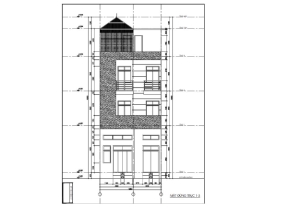 Thiết kế nhà phố 3 tầng 1 tum 6.4x7m chia 2 căn ở kết hợp cho thuê