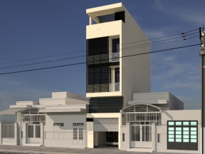 Thiết kế nhà phố 3.5 tầng 3.8x14.8m kiến trúc - điện nước kèm file 3d sketchup
