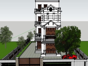 Thiết kế nhà phố 4 tầng 6.5x10.3m model sketchup