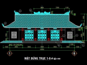 Thiết kế nhà thờ 5 gian kích thước 6x15m 
