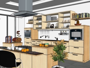 Thiết kế nội thất bếp ăn model 3d su đẹp