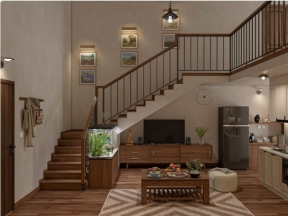 Thiết kế nội thất căn hộ có gác lửng đẹp model sketchup