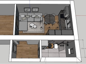 Thiết kế nội thất căn hộ tòa nhà chung cư model 3d sketchup