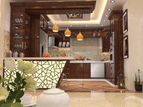 Thiết kế nội thất khách bếp model 3d su