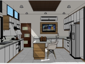 Thiết kế nội thất phòng bếp model 3d sketchup