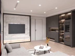 Thiết kế nội thất phòng khách bếp cho căn hộ tòa nhà chung cư