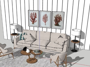 Thiết kế nội thất phòng khách đẹp model sketchup