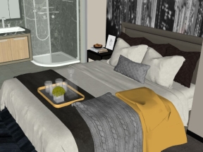 Thiết kế nội thất phòng ngủ nhà phố model su