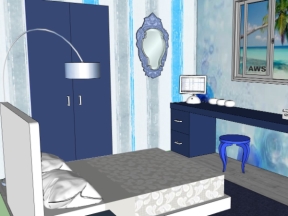 Thiết kế nội thất phòng ngủ tone xanh
