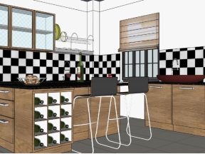 Thiết kế phòng bếp đẹp model sketchup mới nhất