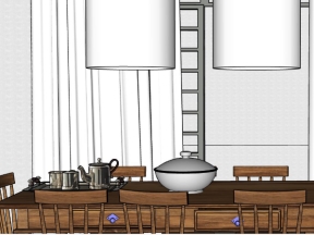 Thiết kế phòng khách bếp sang trọng model sketchup 