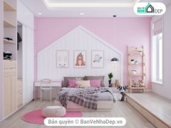 Thiết kế phòng ngủ cho bé nữ mầu hồng bằng 3dmax